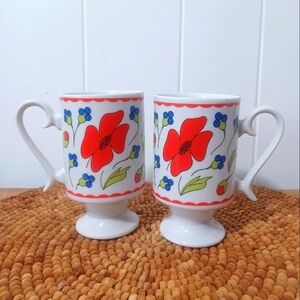 Vintage Poppy Mugs